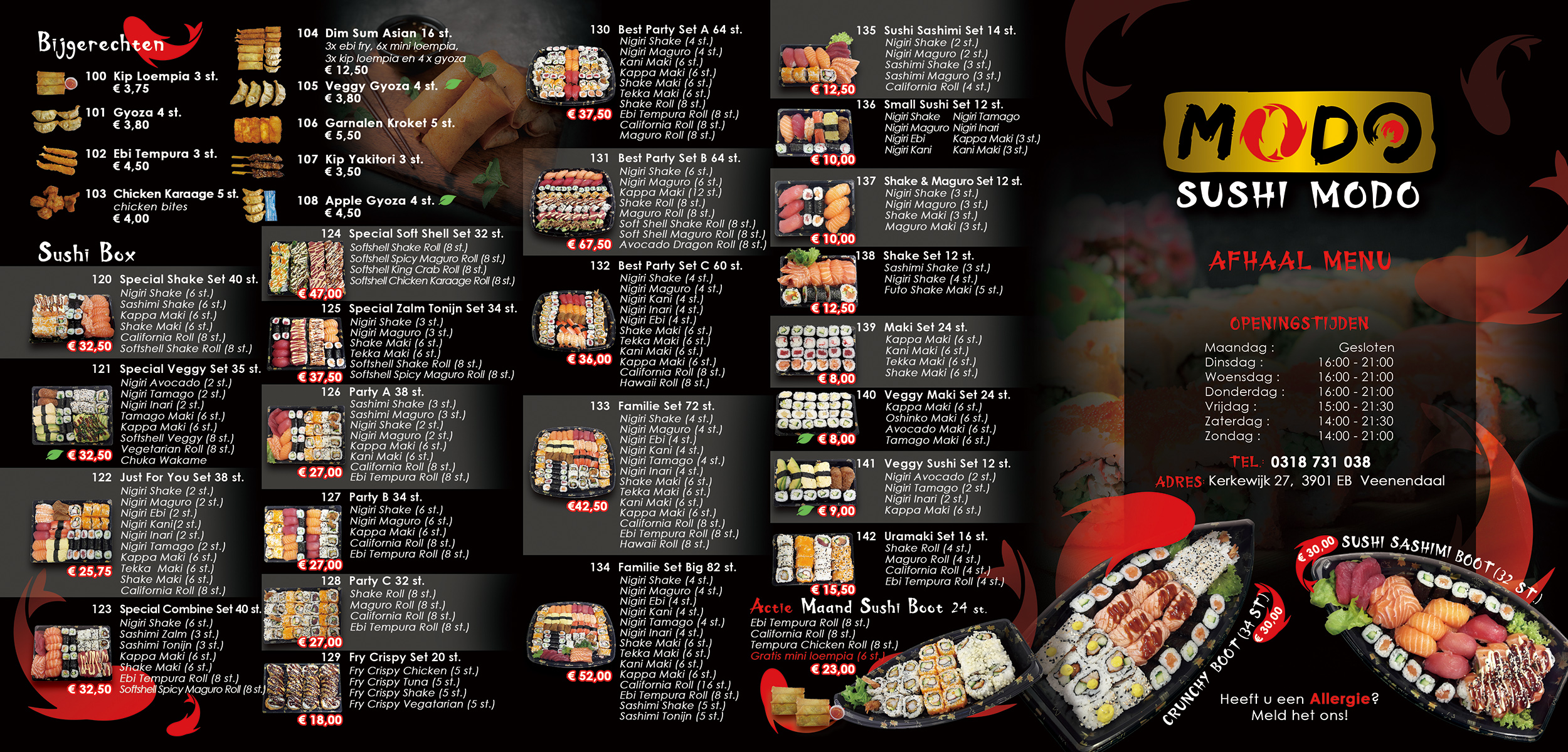Matroos Bemiddelaar Verzorgen afhalen menukaart – sushimodo sushi veenendaal afhaal